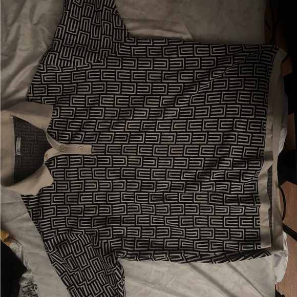 Fendi Black and White Patterned Polo Shirt - Picture 1 of 1